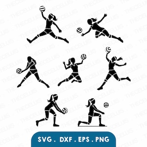 VOLEIBOL Svg, Eps, Dxf, Png Arquivos - Corte de Vinil, Arquivo Digital de Esportes, Clipart de Boneco Feminino, Cricut, Silhueta, Download Instantâneo