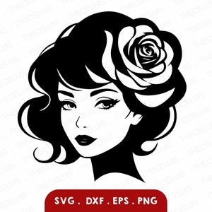 Floral Woman Portrait SVG: Rose Clipart, Vinyl Cutting (Digital Download)