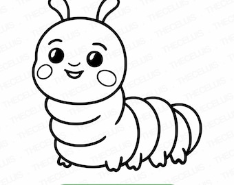 Caterpillar SVG PNG DXF Files: Insect Clipart for Cricut, Silhouette (Instant Download)