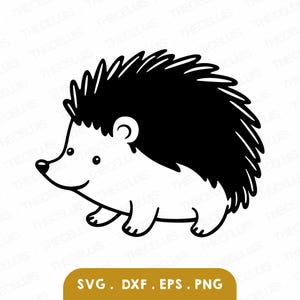 Hérisson Svg, Eps, Dxf, fichiers Png - vinyle / découpe d'autocollants, gravure, clipart animaux mignons, Cricut, camée silhouette, téléchargement immédiat