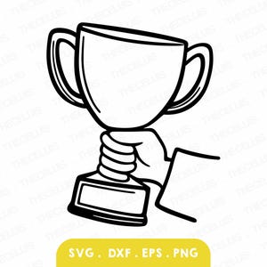 TROFÉU DE MÃO SEGURANDO Svg, Eps, Dxf, Arquivos PNG - Corte de vinil, Gravação, Clipart de vencedor de prêmio, Cricut, Silhouette Cameo, Download instantâneo