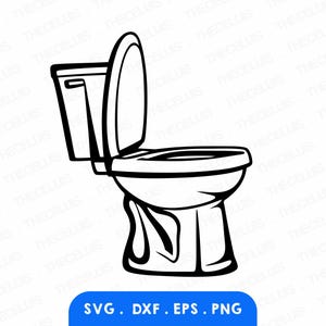 TOILETKOM Svg, Dxf, Eps, Png-bestand - vinyl snijden, gravure, afdrukken, porselein toilet Clipart, Cricut, silhouet, Instant Download