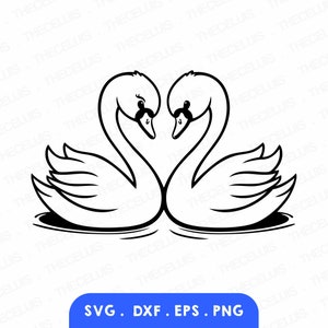 FORME DE COEUR DE CYGNE Svg, Dxf, Eps, fichier Png - fichier de découpe vinyle, fichier numérique oiseau, clipart cygne, Cricut, camée silhouette, téléchargement immédiat