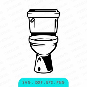 TOILETKOM Svg, Dxf, Eps, Png-bestand - vinyl snijden, graveren, afdrukken, keramisch toilet Clipart, Cricut, silhouet, Instant Download