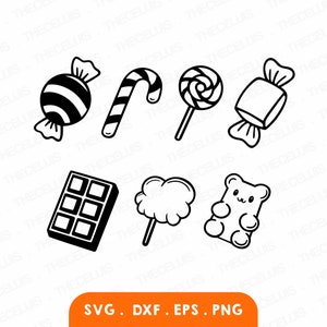 BONBONS ET BONBONS Fichiers Svg, Eps, Dxf, Png - fichier de découpe vinyle, fichier numérique chocolat, Clipart bonbons, Cricut, Silhouette, téléchargement immédiat