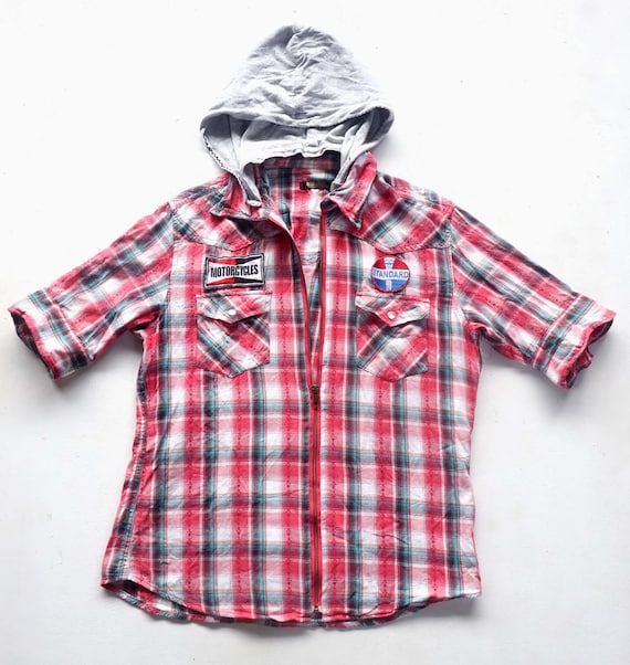 Zipper plaid sale shirt