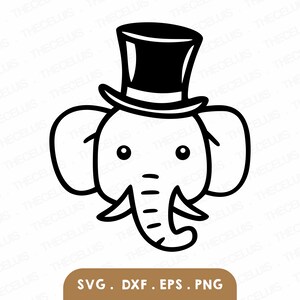 Elephant Wearing Hat SVG – Funny Animal Clipart (Digital Download)