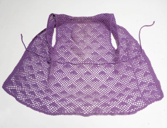 Crochet Purple Knit Vest Cloud Pattern with Draws… - image 6