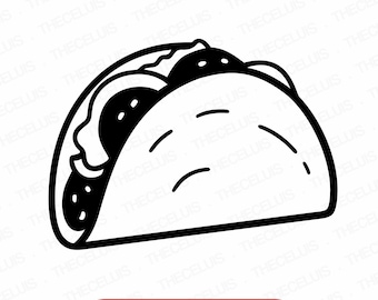 Taco SVG DXF PNG File for Cricut Silhouette - Vinyl Cutting, Laser Engraving, Food Clipart
