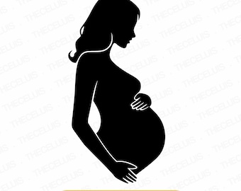 Clipart di donna incinta in formato SVG, DXF e PNG - File digitale per taglio, incisione e stampa