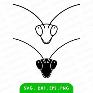 MANTIS Portrait Outline & Silhouette Svg, Dxf, Eps, Png File - Vinyl Cutting, Engraving, Printing, Insect Clipart, Cricut, Instant Download