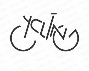 Cycling Typography SVG: Bicycle Clipart, Vinyl Cutting File (Digital Download