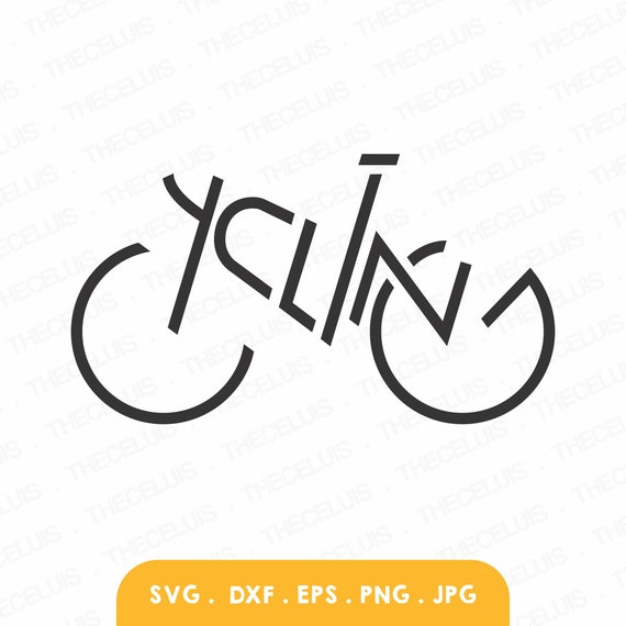 Cycling Typography SVG: Bicycle Clipart, Vinyl Cutting File (Digital Download)