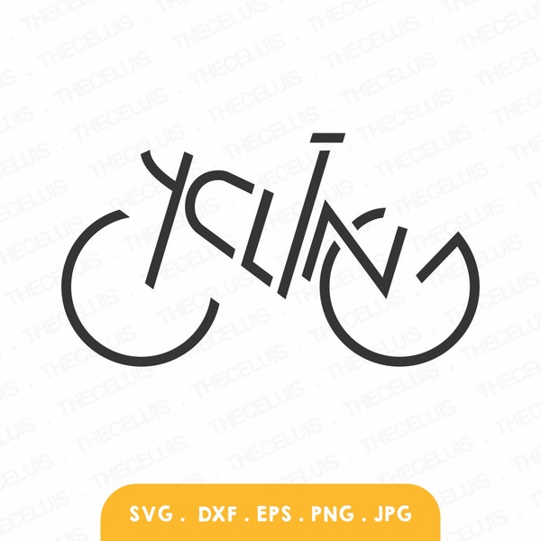 CYCLING Typography - Vinyl Cutting File, SVG files, DXF File, Png File, Eps File, Digital File, Cricut, Silhouette Cameo