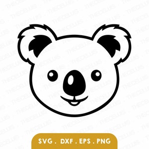 Koala gezicht Svg, Dxf, Eps, Png-bestand - Vinyl snijden bestand, Bear digitaal bestand, Wildlife Clipart, Cricut, Silhouette Cameo, Instant Download