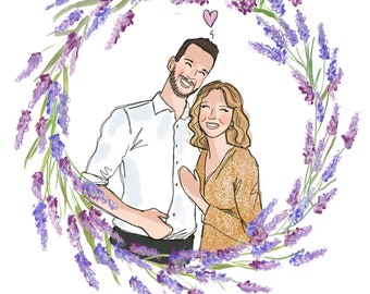 Retrato cómico personalizado de boda Ilustración de pareja personalizada Retrato familiar hecho a partir de foto Regalo para los novios Regalo de aniversario