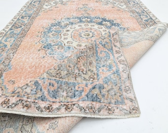 Vintage Türkischer Oushak Wollteppich, Orange und Blau, 10x18m