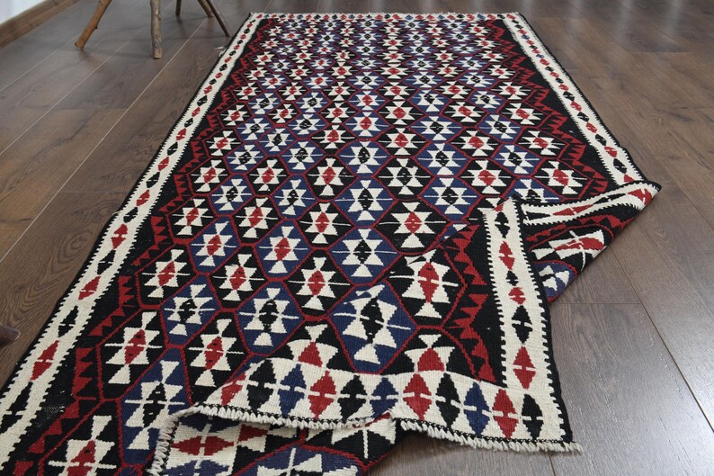 Handvävd kelimmatta, vintage turkisk ullmatta 96 x 200 cm bild 1