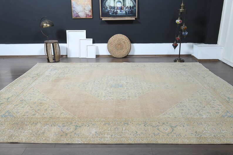 Oversized Orange Persian Rug, Vintage Wool Handmade Carpet (9'8x12'3ft) image 10