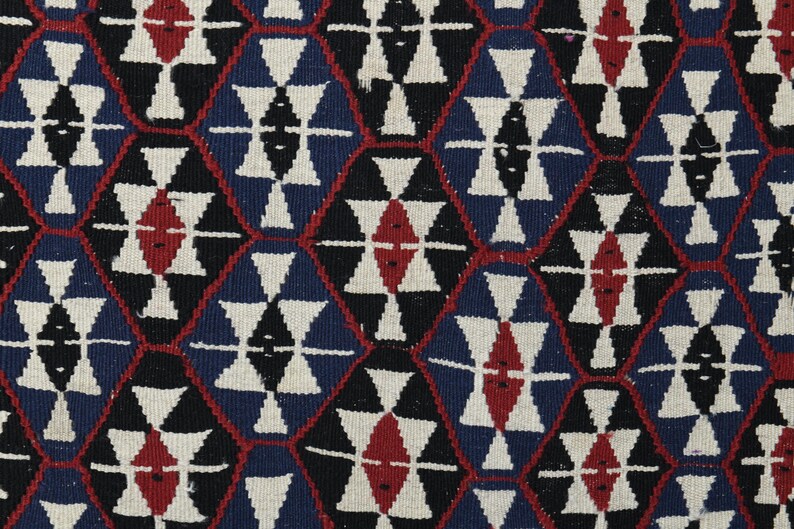 Handvävd kelimmatta, vintage turkisk ullmatta 96 x 200 cm bild 10