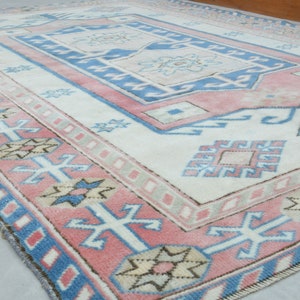5.2x6.9 ft, ANTIQUE WOOL RUG, Handmade, Vintage Area Rug, Turkish Rug, LIving Room Rug, Home Decor, Antique Rug, 5x7 Area Rug, Pink Beige