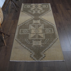 3&#39;1x6&#39;3 ft, ORANGE TURKISH RUNNER, Vintage Rug, Oushak Wool Rug, 3x6 Runner, Small Rug, Kitchen Rug, Hallway Rug, Small Runner, Orange Brown