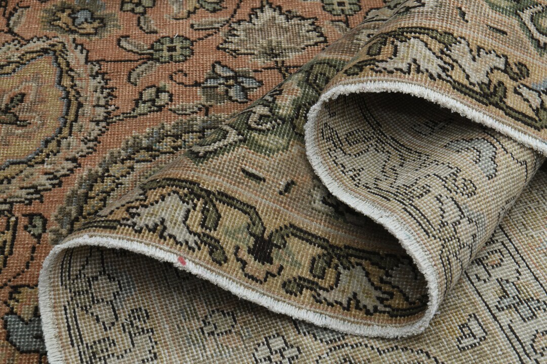 10x12'8 Ft LUXURY DECOR, Orange Turkish Rug, Pink Brown Rug, Vintage