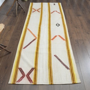 3x8&#39;1 ft, DECOR RUNNER RUG, Vintage Oushak Runner, Turkish Runner Rug, Hallway rug, Kitchen Rug, Stair Decor, Wool Rug, White Colorful Rug