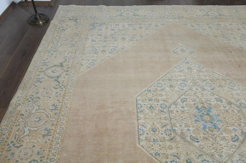 Oversized Orange Persian Rug, Vintage Wool Handmade Carpet (9'8x12'3ft) image 8