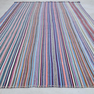 10.9x14.4 ft, STRIPE AREA RUG, Vintage Rug, Oversized Rug, Turkish Rug, Handwoven Rug, Oushak Rug, 11x14 Area Rug, Living Room Rug, Wool Rug