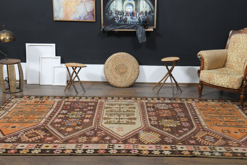 Vintage plattvävd kelimmatta, 160x280 cm, handgjord turkisk ull bild 7