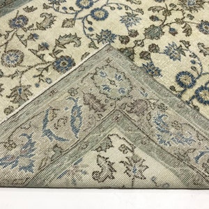 5.9x7.4 ft, TURKISH AREA RUG,, Vintage Floral Rug, Living Room Rug, Oushak Rug, Handwoven Wool Rug, Decorative Rug, 6x7 Rug, Beige Green