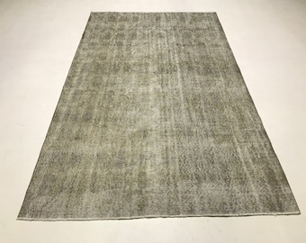 Verblasster Beiger Türkischer Oushak Teppich, Vintage Wollteppich (160x230 cm)