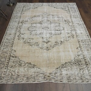 6&#39;2x9 ft, ORIENTAL ORANGE RUG, Turkish Handmade Oushak Wool Rug, Living Room Rug, Home Decor, Vintage Rug, Distressed 6x9, Washable Rug 6x9