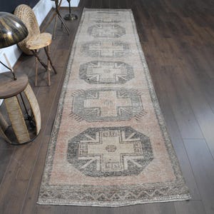 3x13 Runner Rug, Turkish Rug, Vintage Rug, Orange Rug, Stair Rug, Entryway Rug, Hallway Rug, Kitchen Carpet, Boho Corridor Rug, 3&#39;2&quot;x13&#39;2&quot;