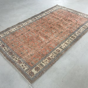 5.4x9 ft, ORANGE TURKISH RUG, Area Rug, Oushak Rug, Decor Rug, Handmade Rug, Wool Rug, Living Room Rug, Boho Rug, Antique Rug, 5x9 Large Rug