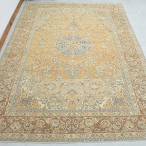 9.4x12.9 ft, ORANGE PERSIAN RUG, Oversized Antique Rug, Living Room Rug, Handwoven Rug, Home Decor, Vintage Wool Rug, 9x13 Area Rug, Star