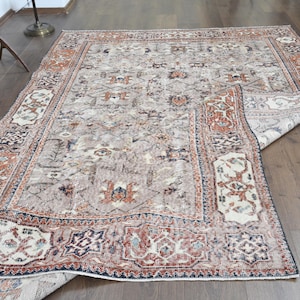 6x10 Vintage Rug, Turkish Rug, Brown Rug, Area Rug, Anatolian Oushak Rug, Living Room Rug, Bedroom Rug, Antique Rug, Home Decor, 6&#39;1&quot;x9&#39;7&quot;
