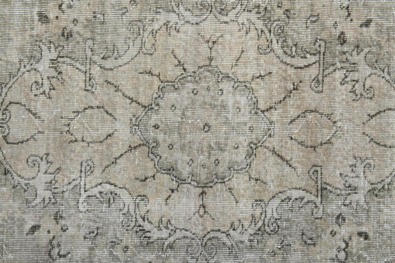 ベージュ　ヴィンテージラグ　トルコラグ 6'3x9'9フィート、ブラウンベージュラグ、トルコ製ヴィンテージ