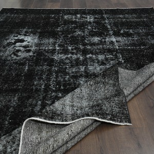 6&#39;9x9&#39;9 ft, ABSTRACT BLACK RUG, Turkish Area Rug, Vintage Wool Rug, Oushak Handwoven Rug, 7x10 Area Rug, Living Room Rug, Eclectic Rug, Star
