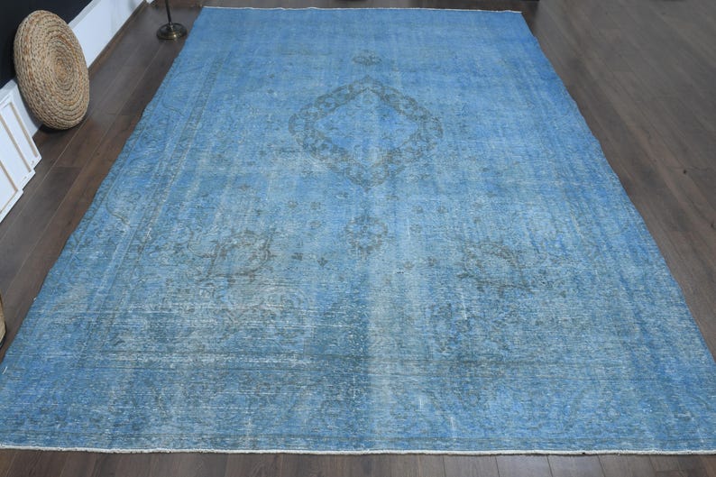 9'7x12'5 Ft, OVERSIZED PERSIAN RUG, Blue 10x13 Large Area Rug, Living ...