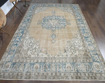 5'7x8'1 ft、ヴィンテージトルコラグ、メダリオンフローラルラグ