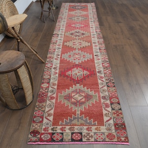2&#39;8x12&#39;1 ft, VINTAGE TURKISH RUNNER, Oushak Runner Rug, Vintage Runner, Handmade Runner, Wool Rug, Stair Runner, 3x12 Runner, Home Decor Rug