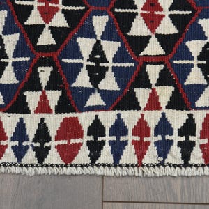 Handvävd kelimmatta, vintage turkisk ullmatta 96 x 200 cm bild 7