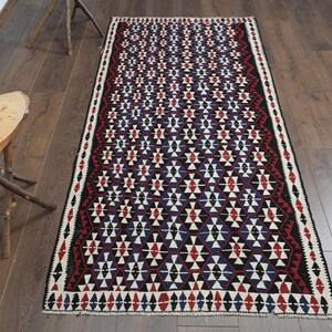 Handvävd kelimmatta, vintage turkisk ullmatta 96 x 200 cm bild 3