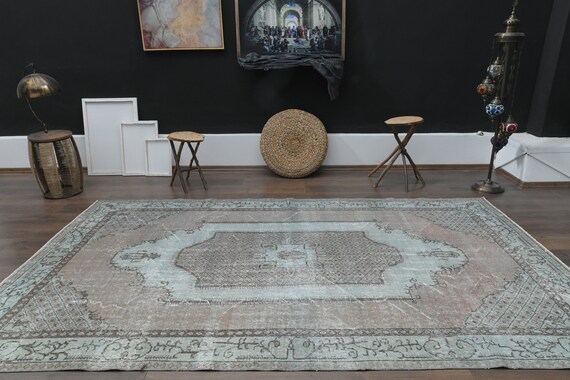 Vintage Turkish Wool Rug, 5.6x9.9 Ft, Handmade Neutral Decor - Etsy