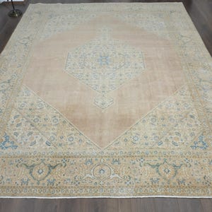 Oversized Orange Persian Rug, Vintage Wool Handmade Carpet (9'8x12'3ft) image 2