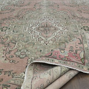 9&#39;4x12&#39;5 ft, LUXURY PERSIAN RUG, Oversized Area Rug, Decor Wool Rug, Handmade Rug, Oversized Rug, Pink Decor Rug, 9x13 Area Rug, Eclectic