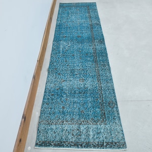 2.2x8.8 ft, TURKISH BLUE RUNNER, Vintage Runner, Tribal Vintage Rug, Bohemian Boho Home Decoration Idea, Kitchen Rug, Hallway Rug, 2x9 Rug