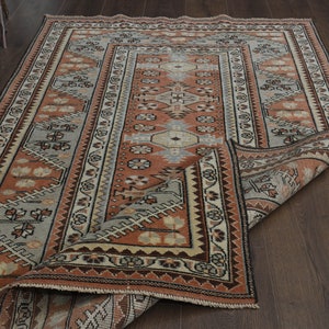4x7 Vintage Rug, Turkish Rug, Orange Rug, Area Rug, Anatolian Oushak Rug, Living Room Rug, Bedroom Rug, Antique Rug, Home Decor, 3&#39;8&quot;x7&quot;